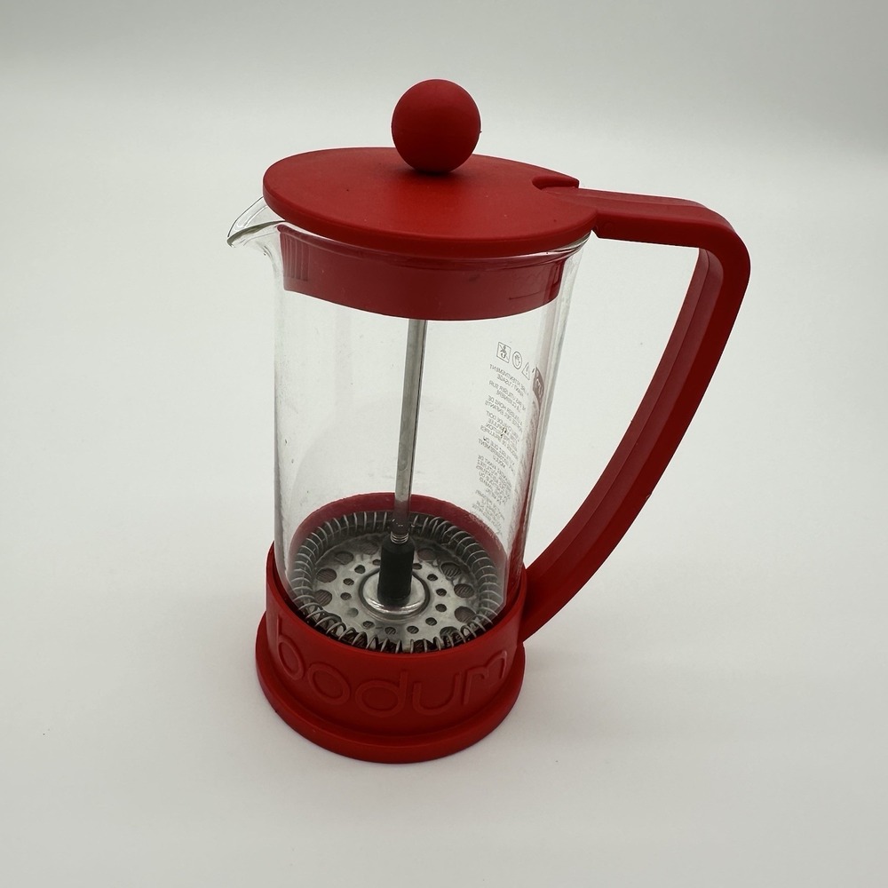 Bodum Brazil Glass French Press Coffee Maker 12oz‎ Red